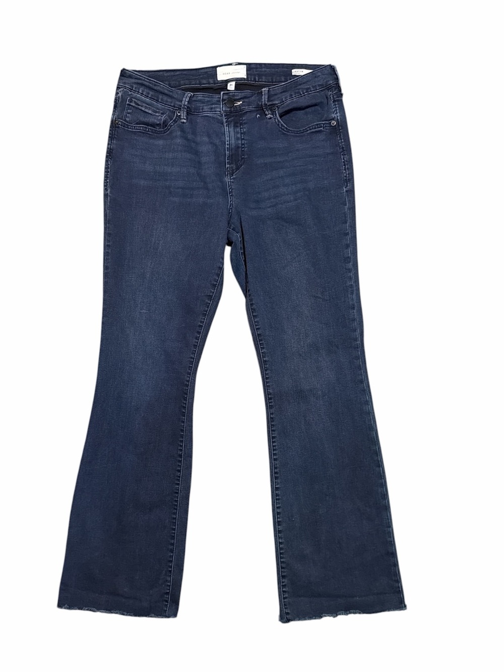 Dear John Jaxtyn Boot Cut Jeans Raw Hem Size 31 Dark Wash Stretch